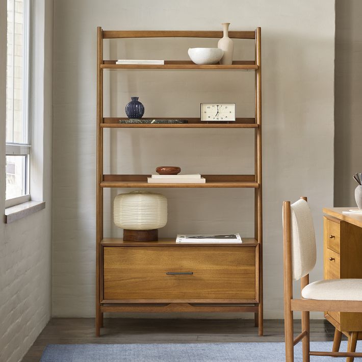 West Elm Mid-Century Bookshelf with Drawer