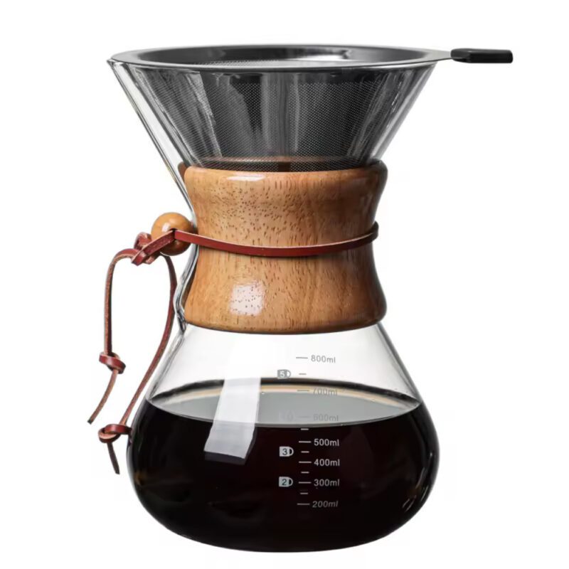 Pour-Over Coffee Maker with Reusable Metal Filter